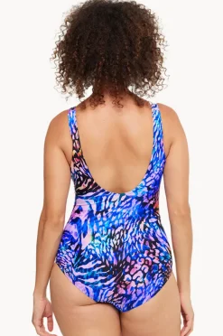 One Pieces|Togs Swimwear Jaipur Gathered Square Neck One Piece Purple/multi