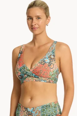 Bikini Tops|Sea Level Java Cross Front Bra Coral