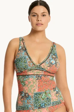 Tankini Tops|Sea Level Java Spliced Longline Tri Tankini Separate Coral