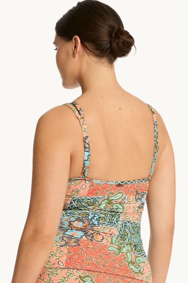 Tankini Tops|Sea Level Java Spliced Longline Tri Tankini Separate Coral