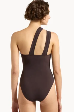 One Pieces|Jets et One Shoulder One Piece Chocolate