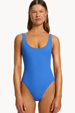 One Pieces|Jets et Scoop Neck High Leg One Piece Tide
