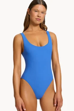 One Pieces|Jets et Scoop Neck High Leg One Piece Tide