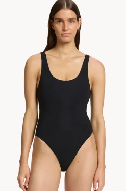 One Pieces|Jets et Scoop Neck High Leg One Piece Black
