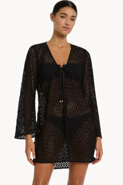 Overswim|Jets et Stretch Lace Kaftan Black
