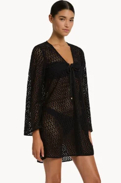Overswim|Jets et Stretch Lace Kaftan Black