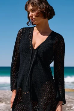 Overswim|Jets et Stretch Lace Kaftan Black
