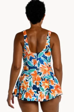One Pieces|Maxine Joy Blooms Swim Dress Blue/Coral