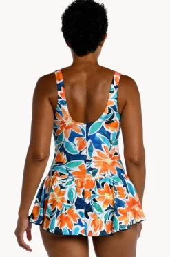 One Pieces|Maxine Joy Blooms Swim Dress + Blue/Coral