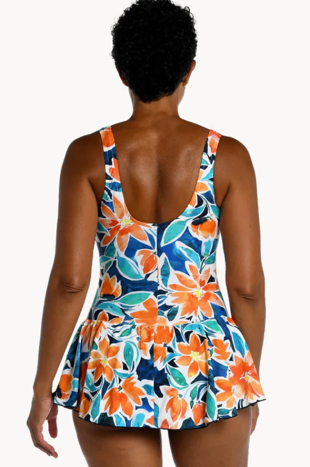 One Pieces|Maxine Joy Blooms Swim Dress + Blue/Coral