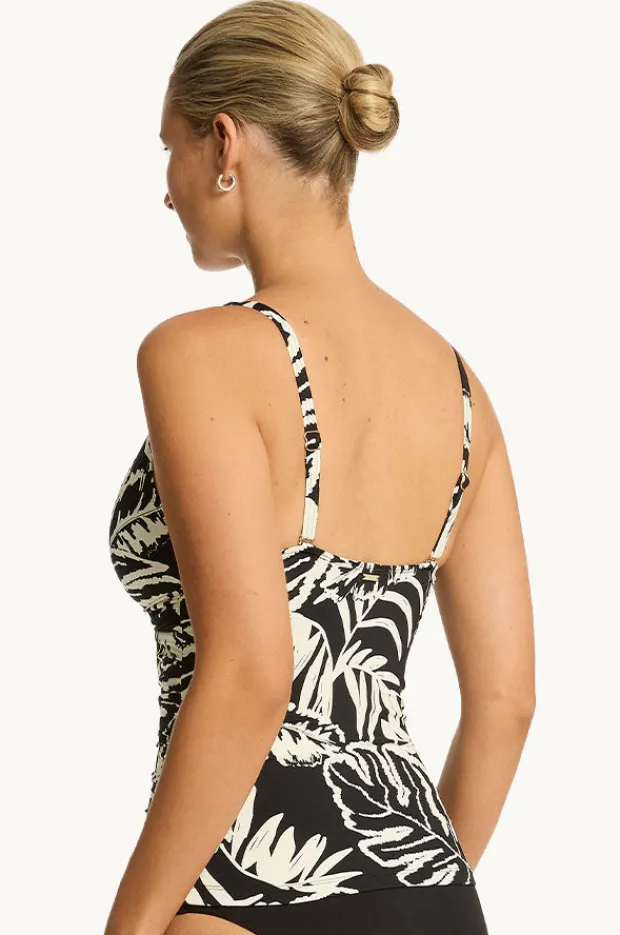 Tankini Tops|Sea Level Jungle Book Cross Front Tankini Separate Black