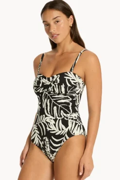 One Pieces|Sea Level Jungle Book Twist Bandeau One Piece Black