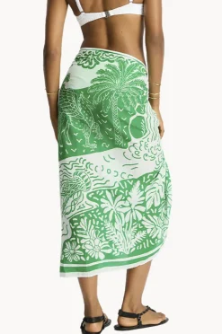 Sarongs|Sea Level Jungle Lino Long Sarong Green