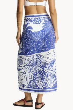Sarongs|Sea Level Jungle Lino Long Sarong Blue