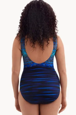 One Pieces|Longitude Just Shine Long Torso High Neck One Piece Turquoise