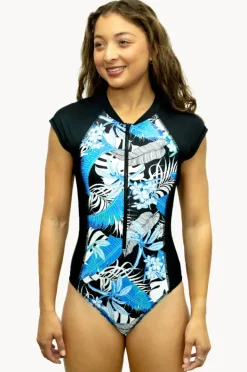 Rashies & Sunsuits|Salty Ink Kailani Reef Short Sleeve Sunsuit Blue