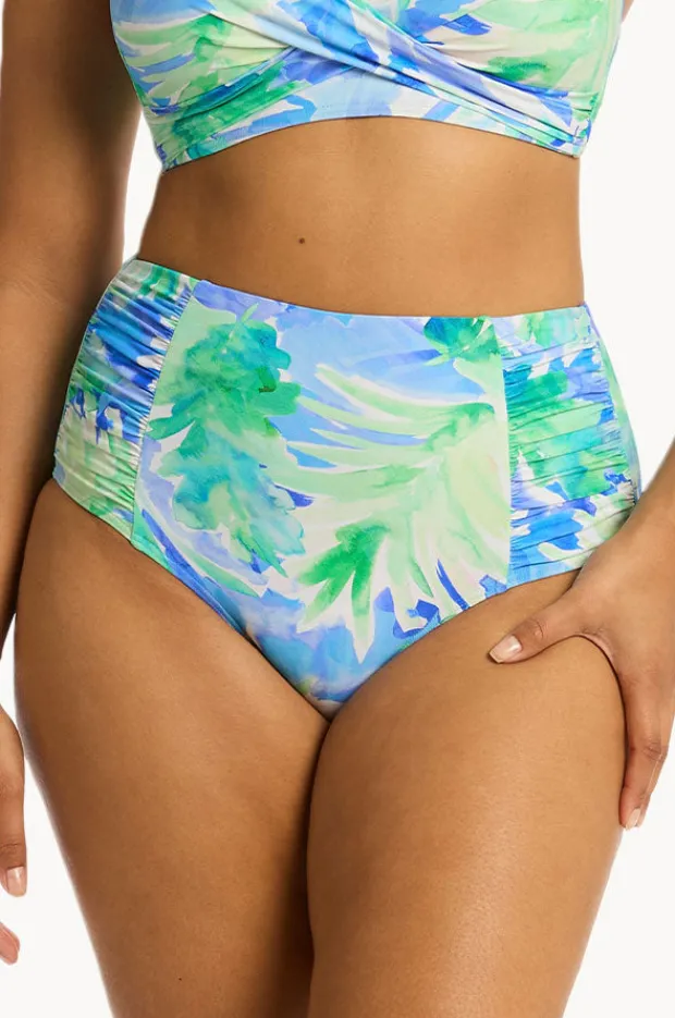 Bottoms|Sea Level Key Largo Gathered High Waist Pant Blue