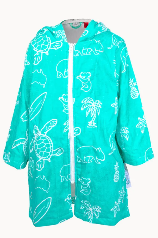 Towel Robes & Ponchos|Towel Robes & Ponchos|Back Beach Co Kids Australia Hooded Towel Robe 3-5Y Teal