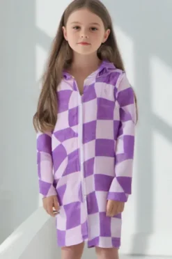 Towel Robes & Ponchos|Towel Robes & Ponchos|Back Beach Co Kids Ocean Drifter Hooded Towelling Robe 3-5Y Purple