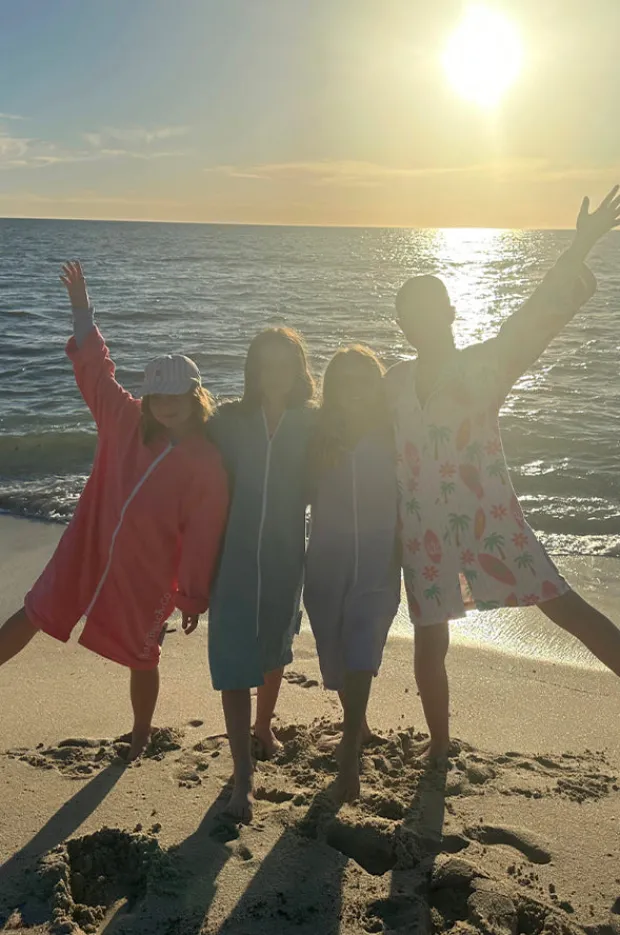 Towel Robes & Ponchos|Towel Robes & Ponchos|Back Beach Co Kids Salty Hooded Towelling Robe 7-11Y Peach