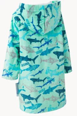 Towel Robes & Ponchos|Towel Robes & Ponchos|Back Beach Co Kids Sharky Hooded Towelling Robe 3-5Y Mint