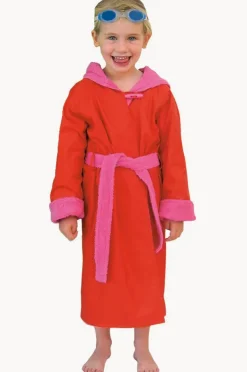 Towel Robes & Ponchos|Towel Robes & Ponchos|Rappco Kids Waterproof Hooded Towelling Robe 3-9Y Orange/pink