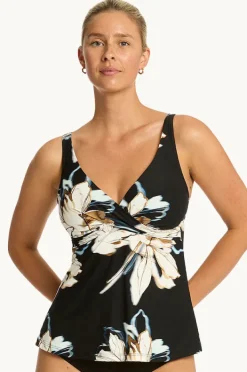 Tankini Tops|Sea Level La Luna Cross Front Swing Tankini Separate Black