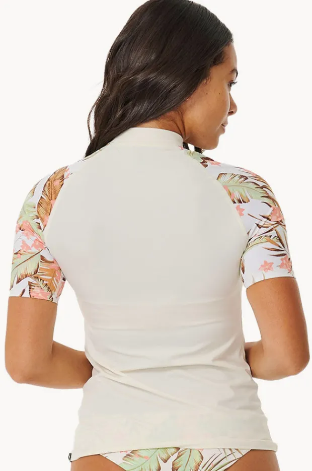 Rashies & Sunsuits|Rip Curl La Quinta Short Sleeve Suntop Off White