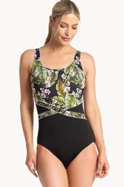 One Pieces|Poolproof Leafique Splice One Piece Black