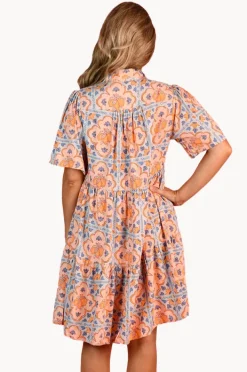 Dresses|Go Girl Lemon Tile Victoria Button Dress Blue/yellow