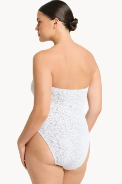 One Pieces|Bond-eye Leopard Fane Bandeau One Piece White