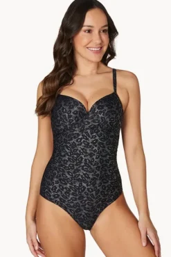 One Pieces|Nip Tuck Leopard Foil Isla One Piece Black