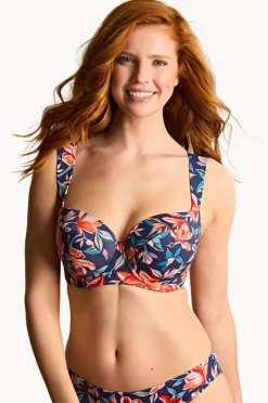 Bikini Tops|Panache Liliflora F Cup Bette Balconette Bra Navy/red