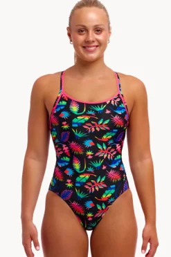 One Pieces|Funkita Lost Leaf Diamond Back One Piece Black/multi