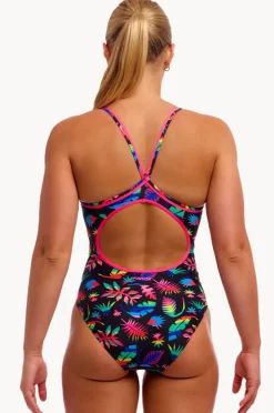 One Pieces|Funkita Lost Leaf Diamond Back One Piece Black/multi