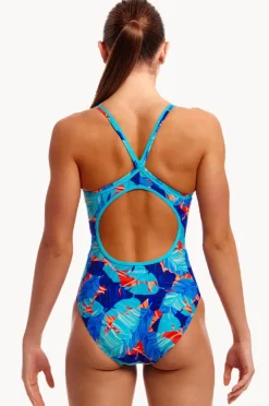One Pieces|Funkita Lotsa Leaves Diamond Back One Piece Blue/orange