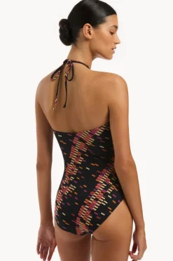 One Pieces|Jets Lumiere High Neck Trim One Piece BLACK