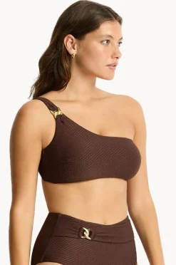 Bikini Tops|Sea Level Luminara One Shoulder Top Cocoa