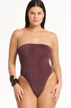 One Pieces|Bond-eye Lurex Fane Bandeau One Piece Amarena
