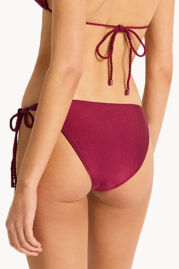 Bottoms|Monte u0026 Lou Lustre Rope Tie Side Pant Burgundy