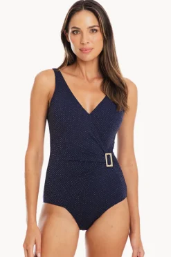 One Pieces|Togs Swimwear Luxe Surplice One Piece Navy