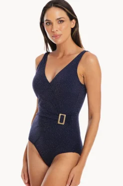 One Pieces|Togs Swimwear Luxe Surplice One Piece Navy