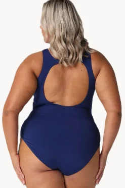 One Pieces|Capriosca Luxe Sport Zip High Neck One Piece Navy/Pink