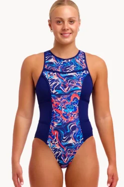 One Pieces|Funkita Mad Cat Hi Flyer One Piece Navy/orange