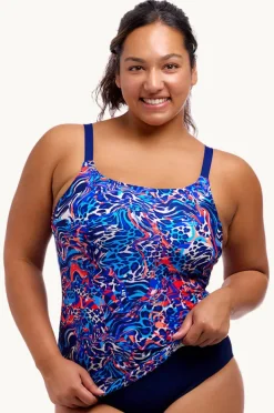 Tankini Tops|Funkita Mad Cat Scoop Neck Tankini Separate Blue/orange