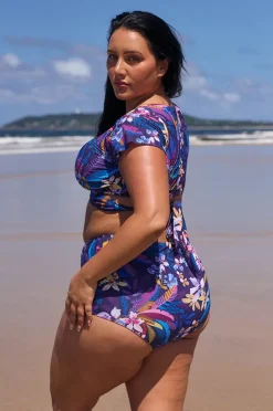 Bottoms|Capriosca Majorca High Waisted Pant Purple/multi