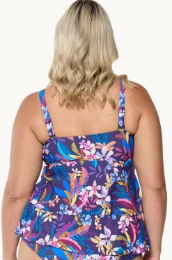Tankini Tops|Capriosca Majorca Tiered Bandeau Tankini Separate Purple/multi