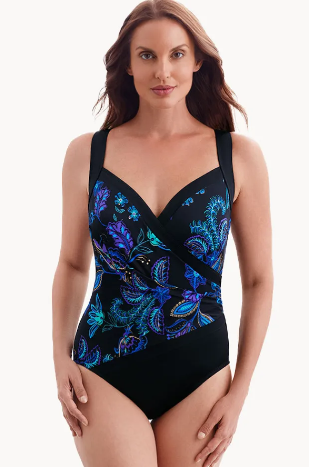 One Pieces|Longitude Majorelle Garden Piped Cross Over One Piece Black/Blue