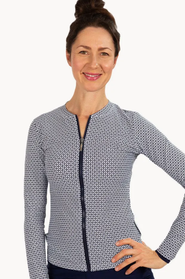 Rashies & Sunsuits|Babes In The Shade Mamiko Long Sleeve Suntop Navy/white