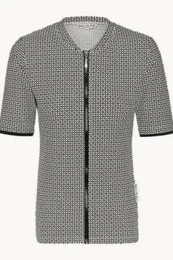 Rashies & Sunsuits|Babes In The Shade Mamiko Short Sleeve Zip Suntop Black/white